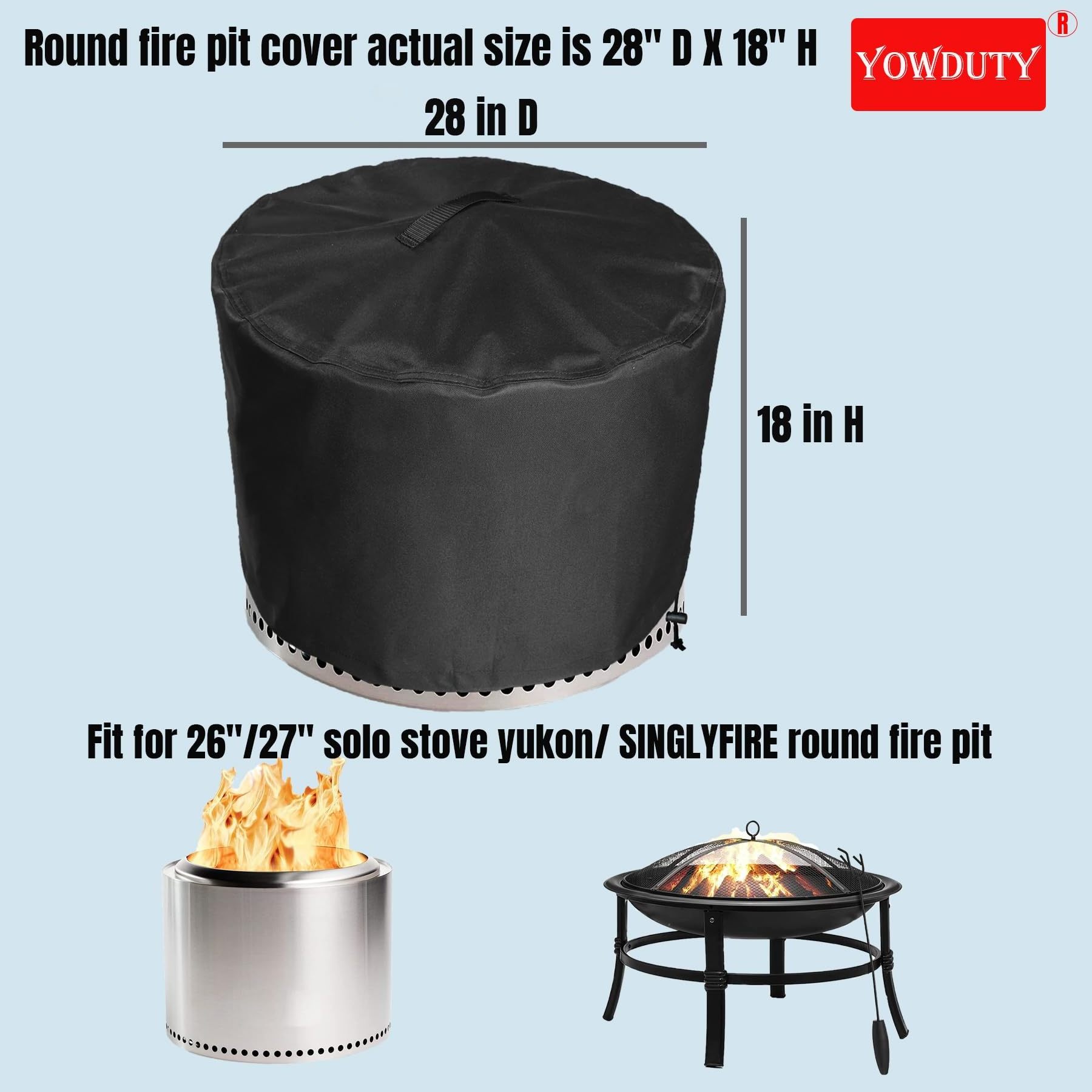 18 Inch Outdoor Fire Table Cover Compatible For Solo Stove Ranger Waterproof Fire Pit Cover