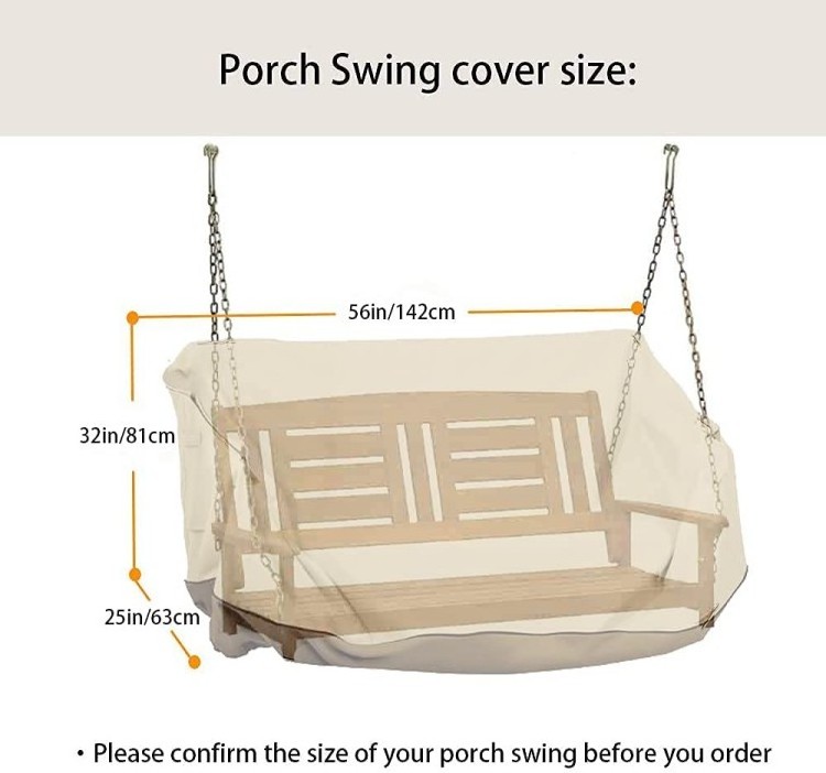 Outdoor Porch Swing Cover Waterproof Heavy Duty 420D Hanging Swing Chair Cover Replacement Outdoor Furniture Cover