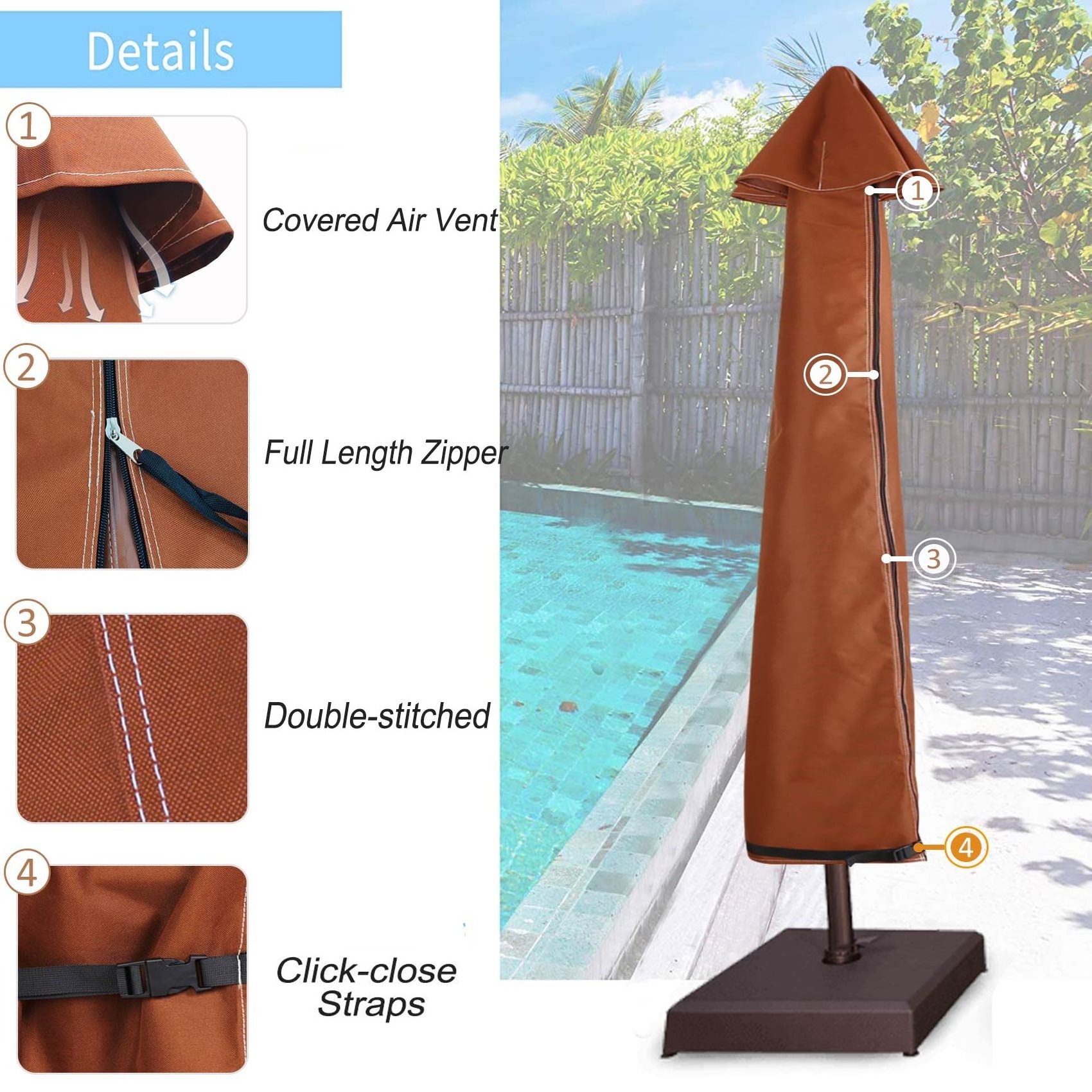 Waterproof Uv Resistant Outdoor Sun Protection Garden Patio 600d Patio Umbrella Cover