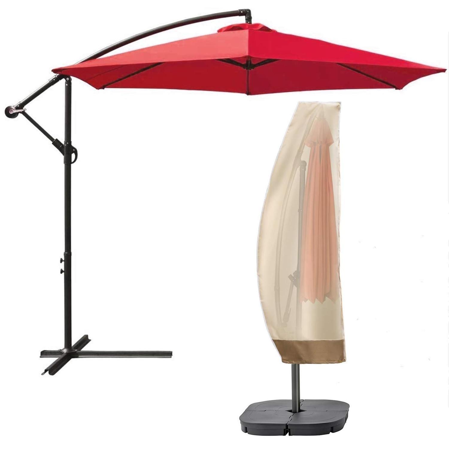 Patio Umbrella Covers 600D Durable Outdoor Waterproof Beige Cover with Zipper