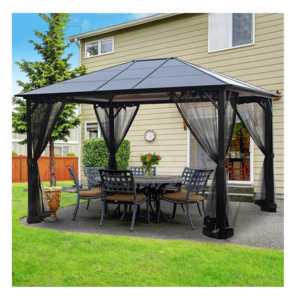 Outdoor Garden Yard 10' x 12' Gazebos Patio Garden Gazebos and Replacement Canopy Top with Mosquito Netting for sale