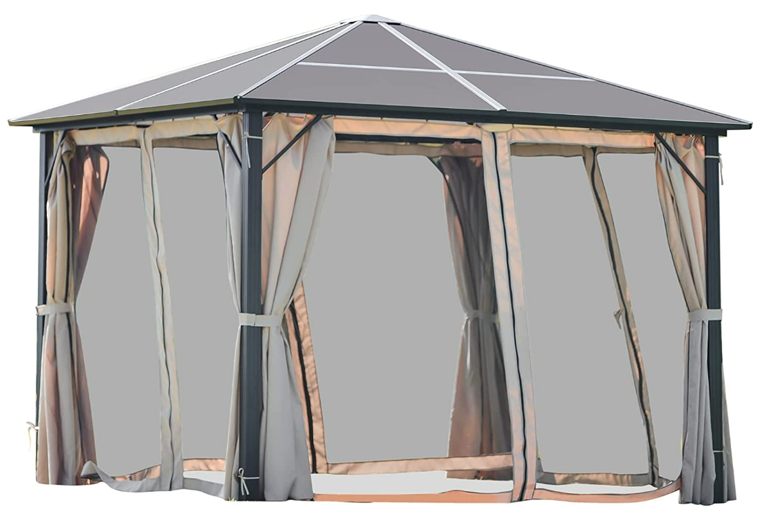 10x10 gazebo canopy replacement customized, Backyard and Deck Outdoor Shelter Patio Gazebo Canopy with Mosquito Netting