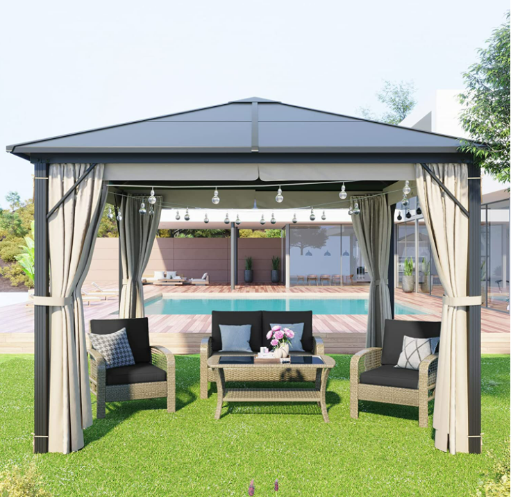 10x10 gazebo canopy replacement customized, Backyard and Deck Outdoor Shelter Patio Gazebo Canopy with Mosquito Netting