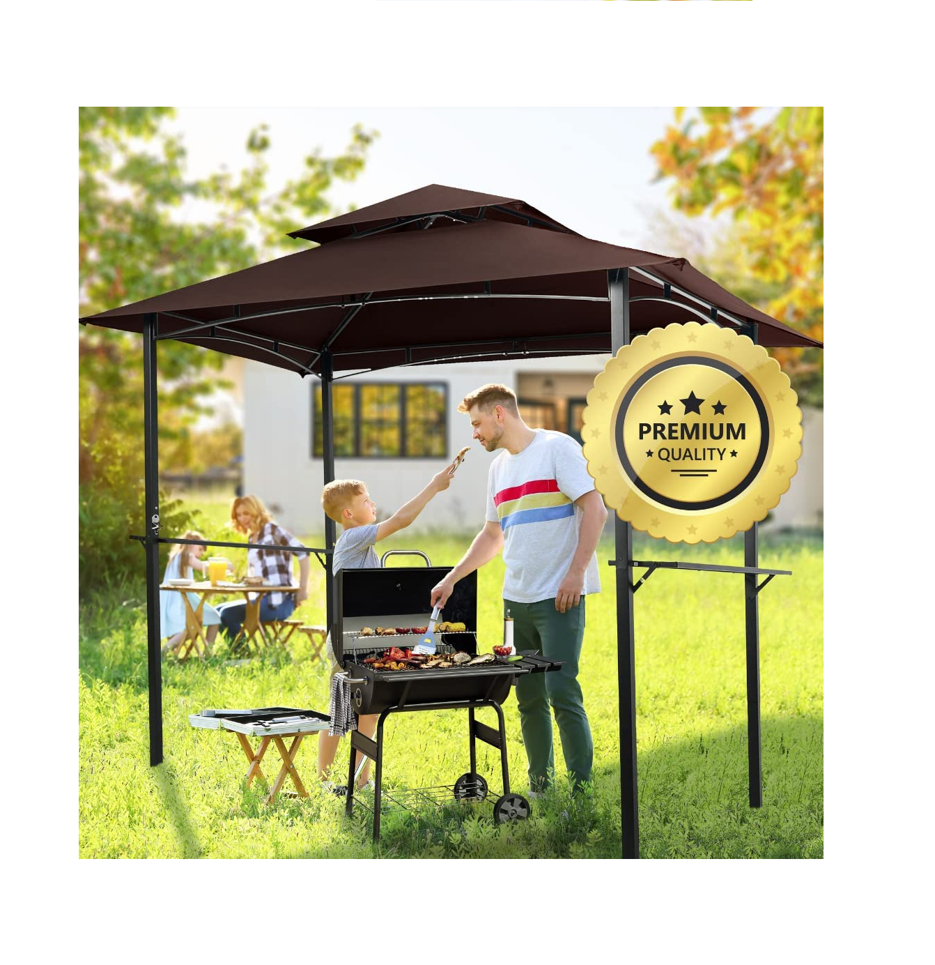 Hot Sell Double Tiered BBQ Tent Roof Top Cover Outdoor Grill Gazebo Replacement Canopy and gazebo replacement cover