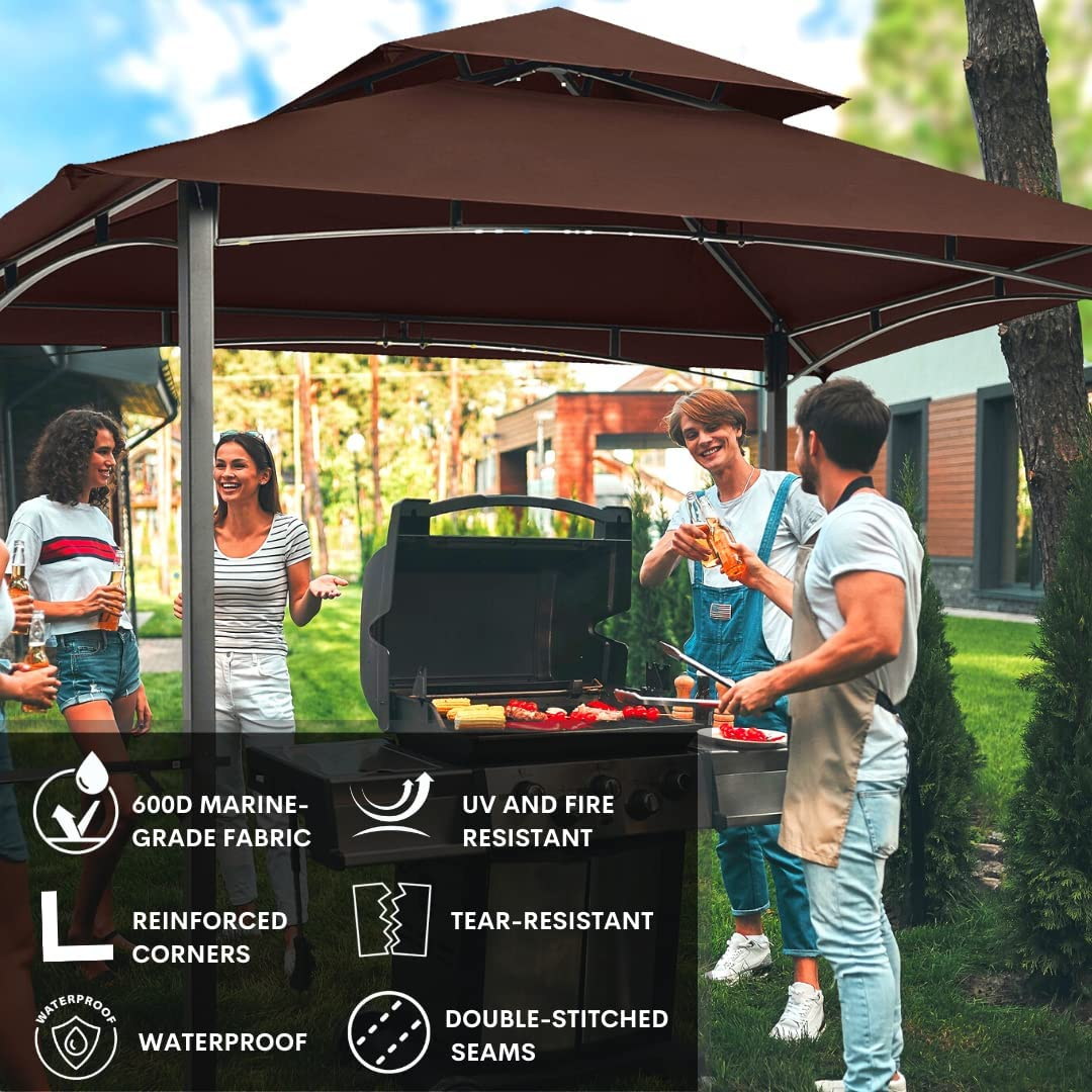 Hot Sell Double Tiered BBQ Tent Roof Top Cover Outdoor Grill Gazebo Replacement Canopy and gazebo replacement cover