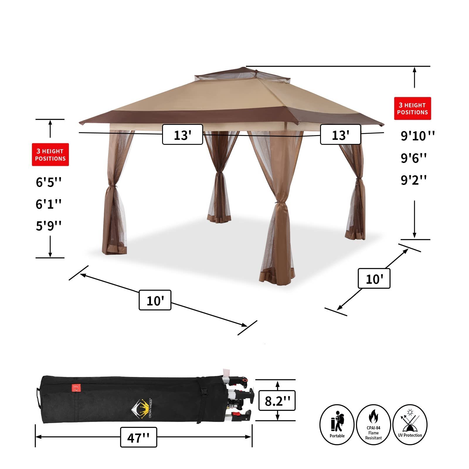 Pop-Up Instant Gazebo Tent with Mosquito Netting Outdoor Canopy Shelter gazebo garden hard top with mosquito netting