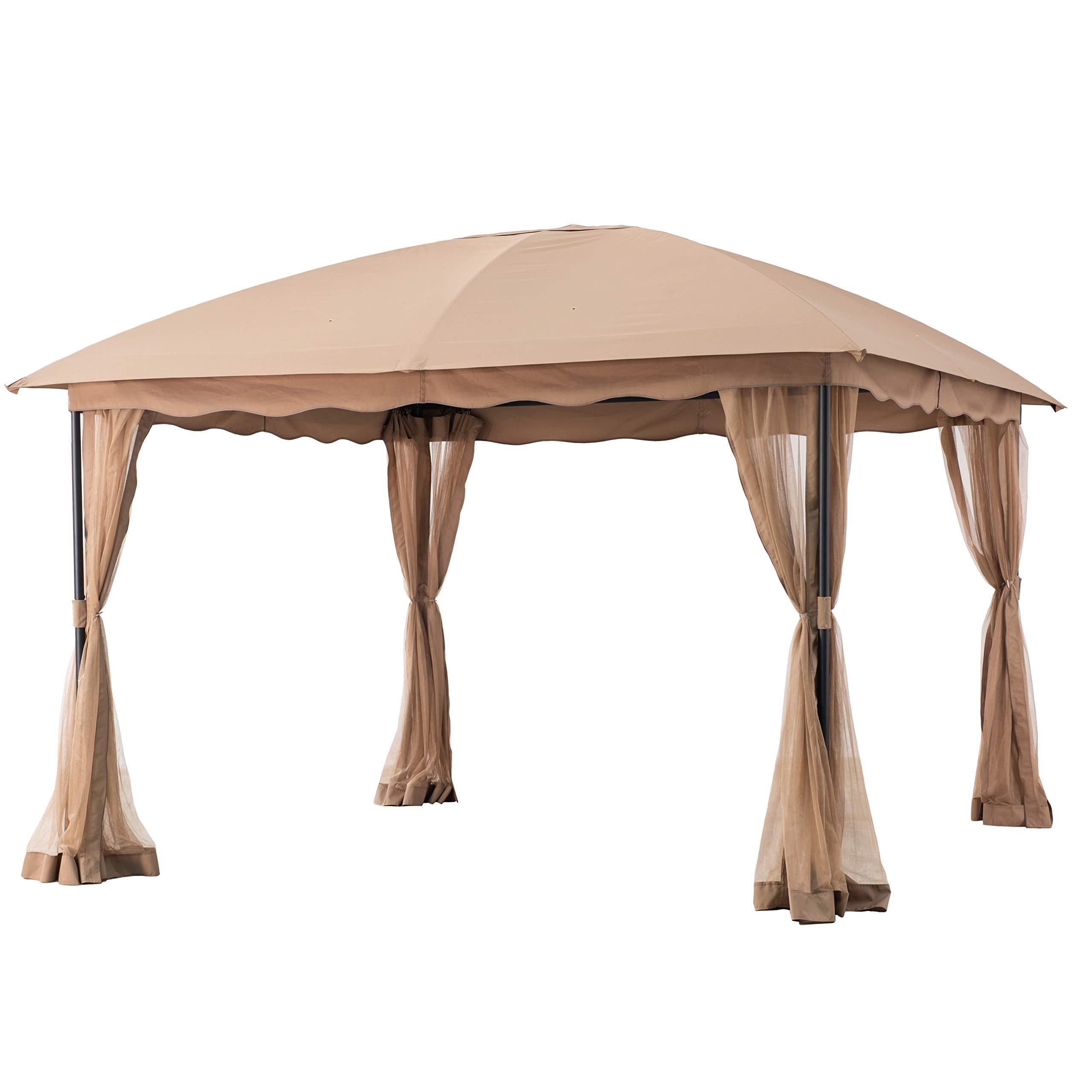 11 ft x 11 ft Tan and Brown 2-tone high quality gazebo pop up patio gazebo portable folding gazebo