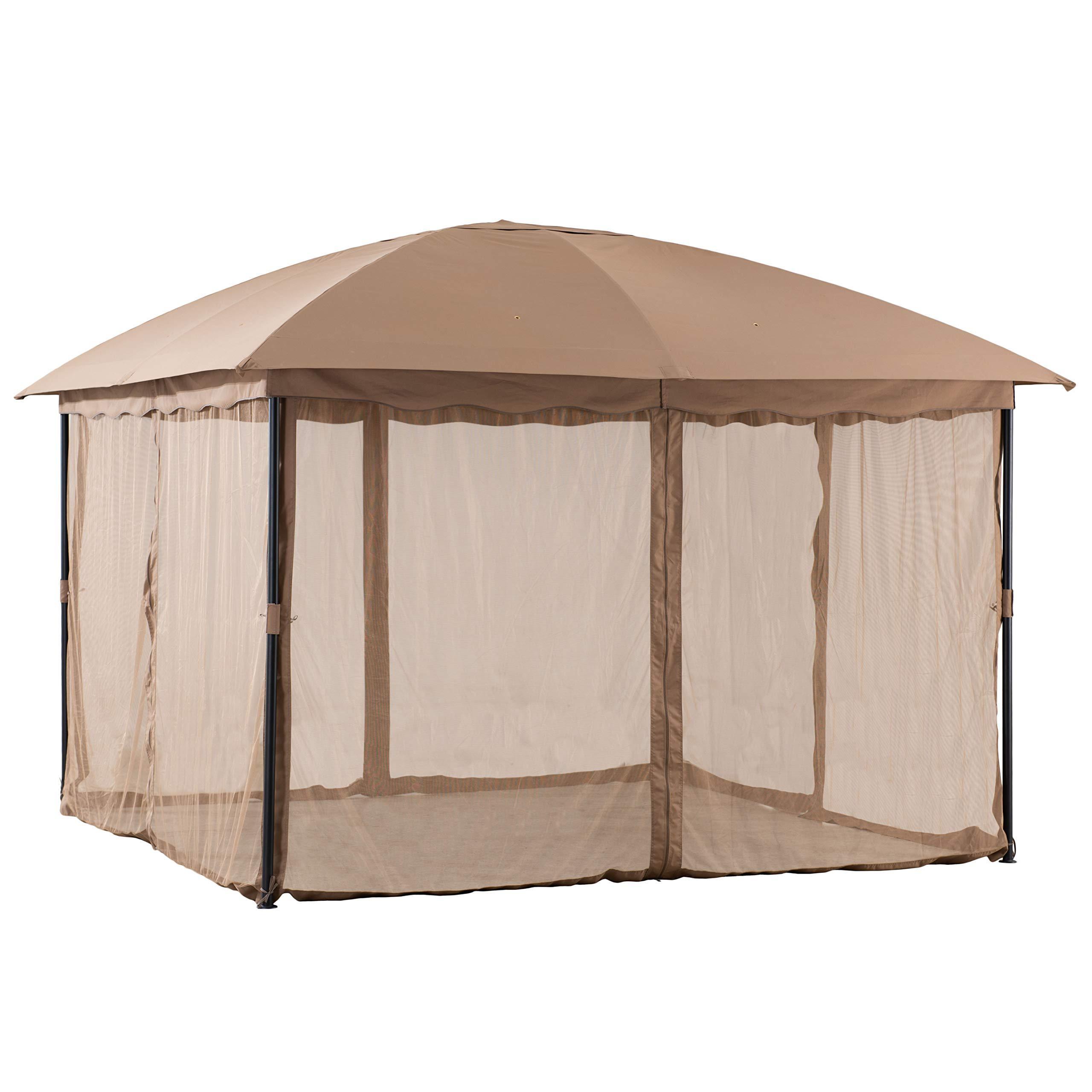 11 ft x 11 ft Tan and Brown 2-tone high quality gazebo pop up patio gazebo portable folding gazebo