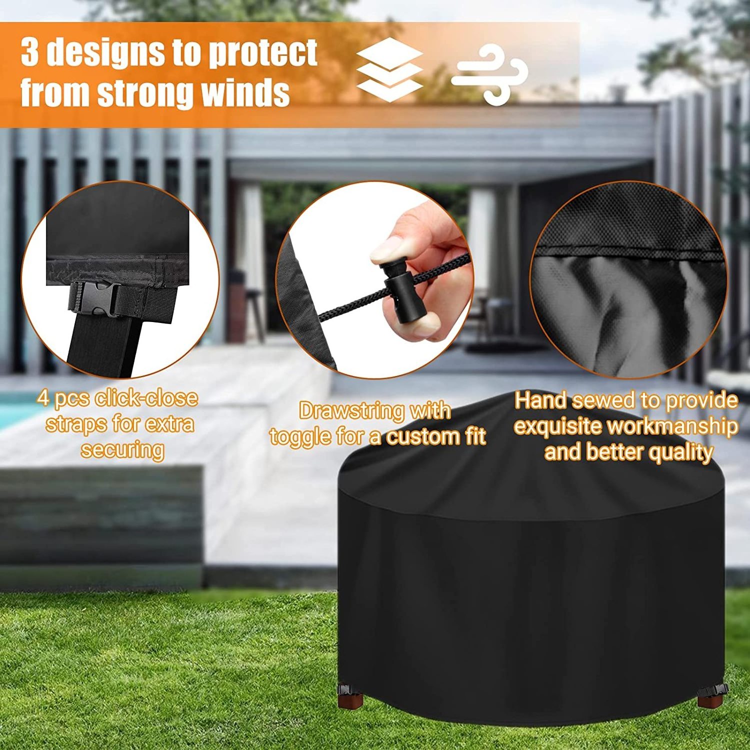 Heavy Duty 420D Garden Furniture Covers Waterproof round patio table covers outdoor furniture covers