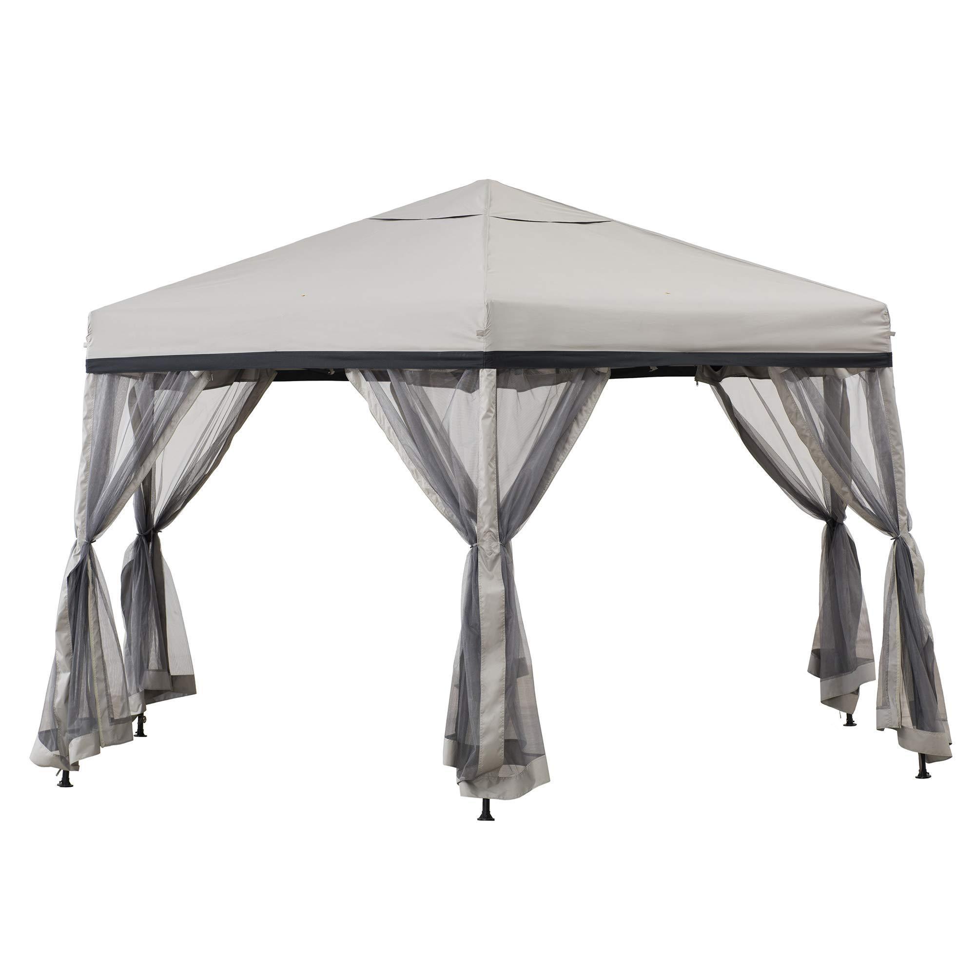 Outdoor aluminium gazebo pergola Pop Up Portable Hexagon Steel Gazebo with Mosquito Netting