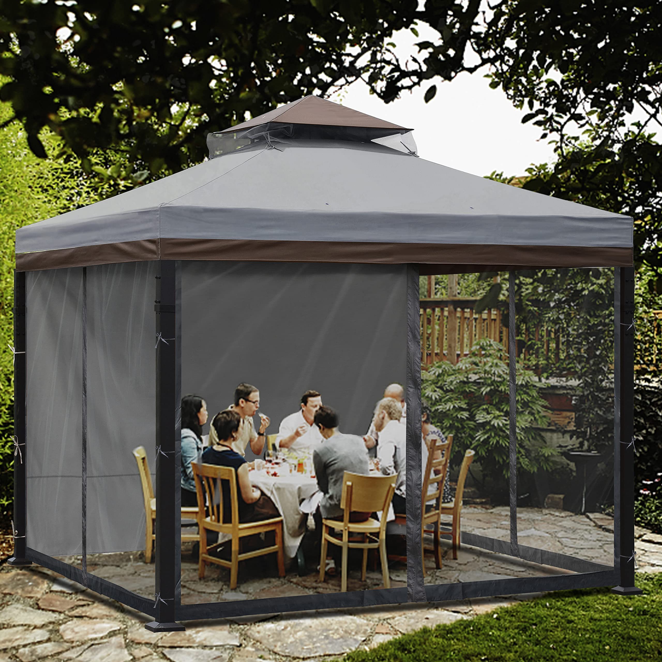 Hardtop Outdoor Gazebos Double-top outdoor patio gazebo garden tent Garden Gazebo With Mosquito Netting