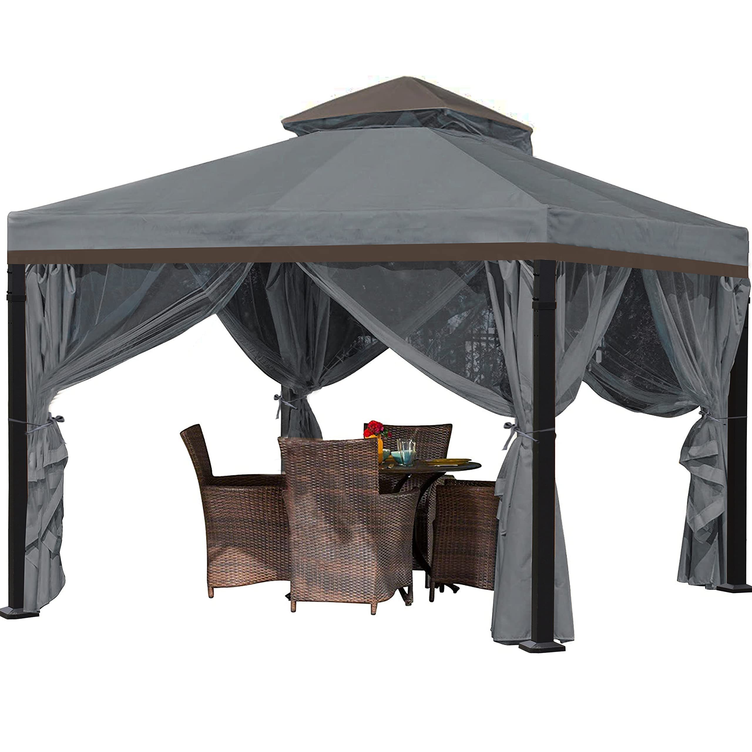 Hardtop Outdoor Gazebos Double-top outdoor patio gazebo garden tent Garden Gazebo With Mosquito Netting