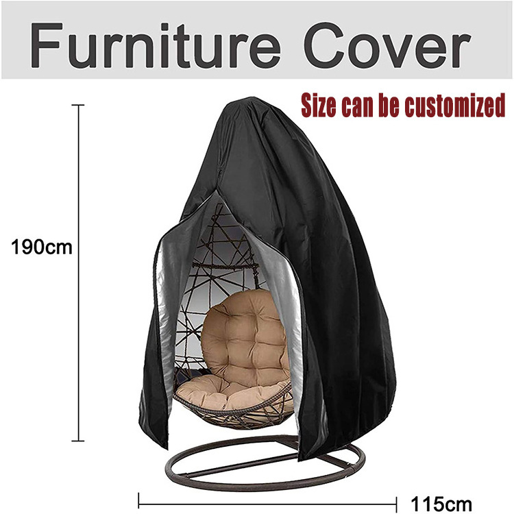 Waterproof Outdoor Garden Wicker Egg Swing Chair Cover with Zipper Patio Hanging Egg Chair Cover