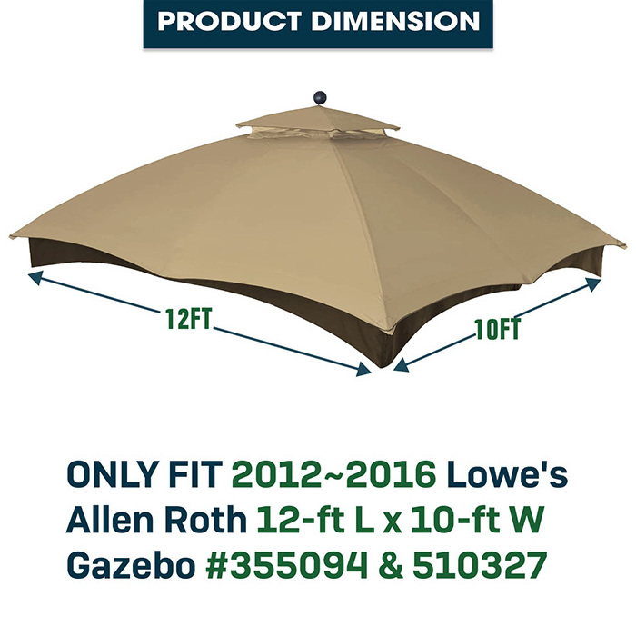 Outdoor Garden Patio Sun Shade Gazebo Replacement Top Double Tier Canopy Replacement Top for Pop Up Canopy Tent