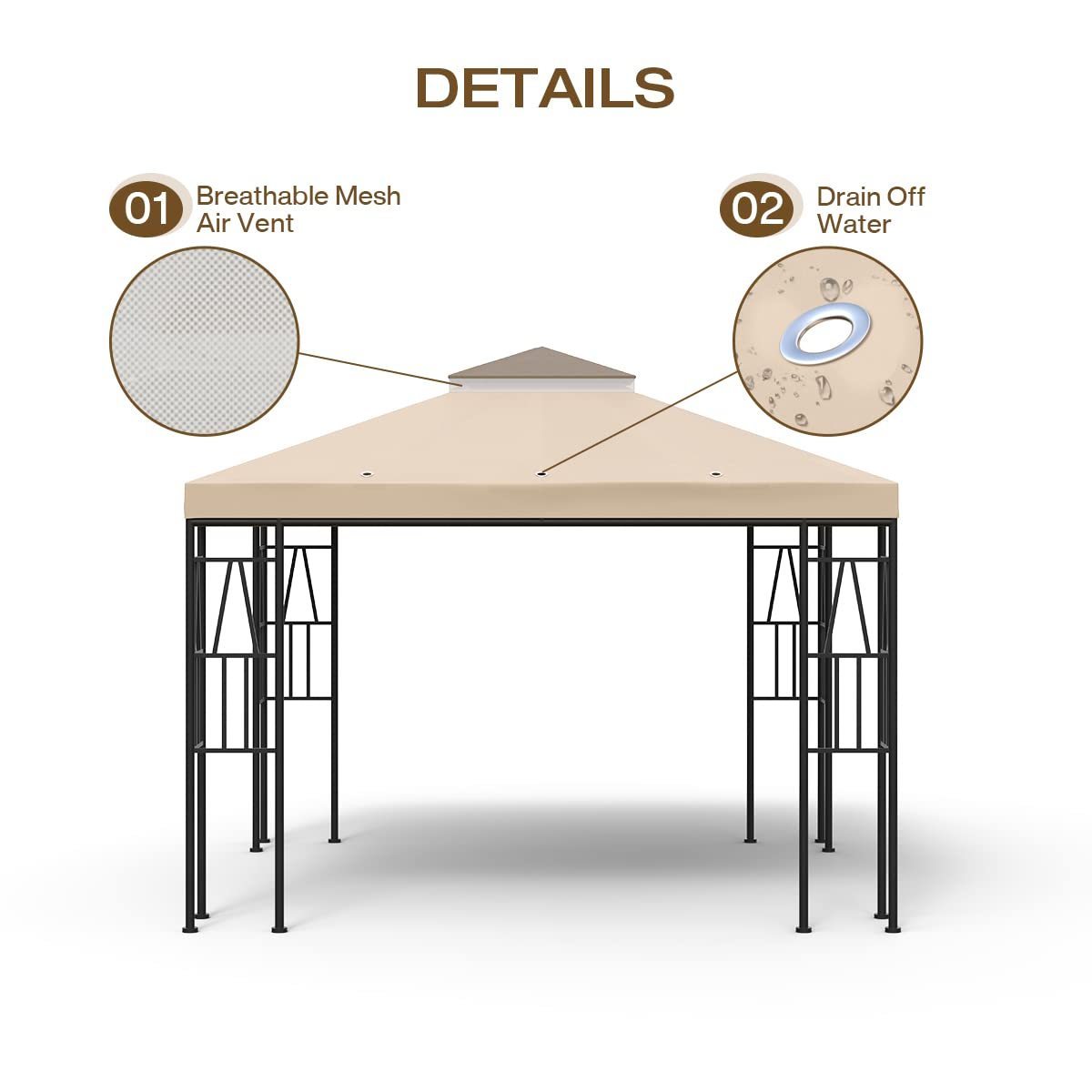 10x10 FT outdoor BBQ roof gazebo replacement canopy top cover gazebos