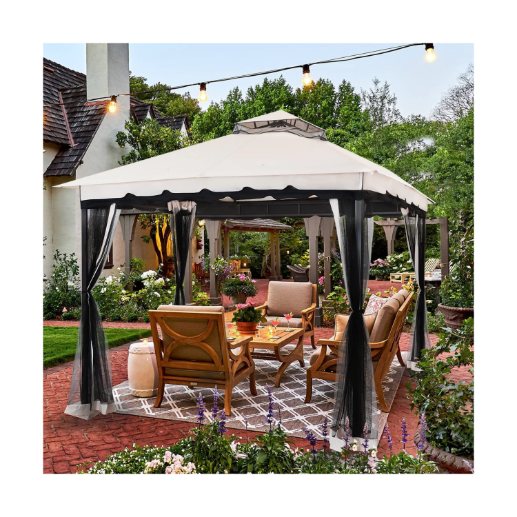 China Patio Folding Gazebo Polyester Top Waterproof Screen Tent Outdoor Gazebo Garden Pavilion Tent