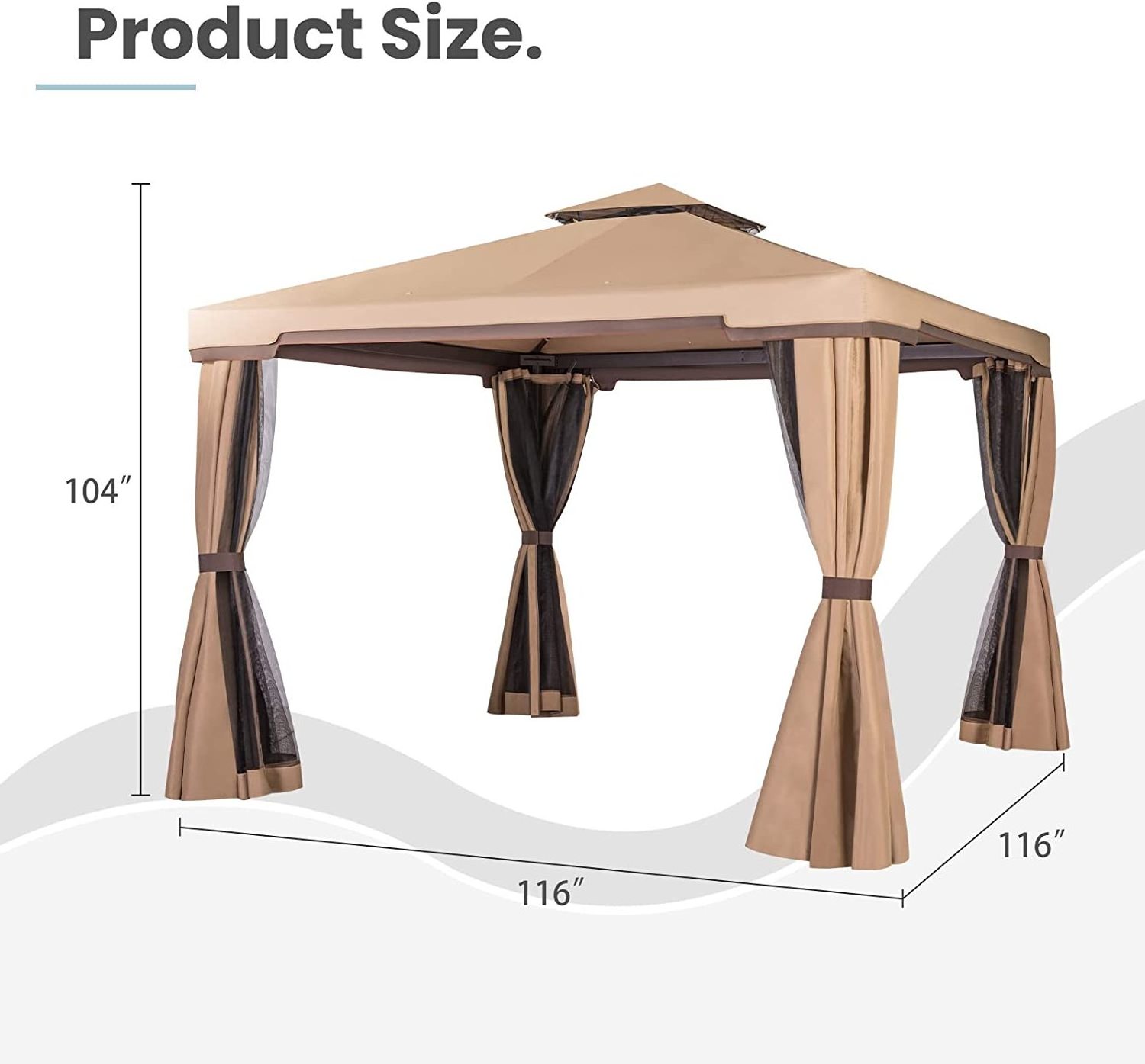 brown 10 x10 Oxford waterproof and durable, suitable for outdoor courtyard garden, awnings gazebo canopy top