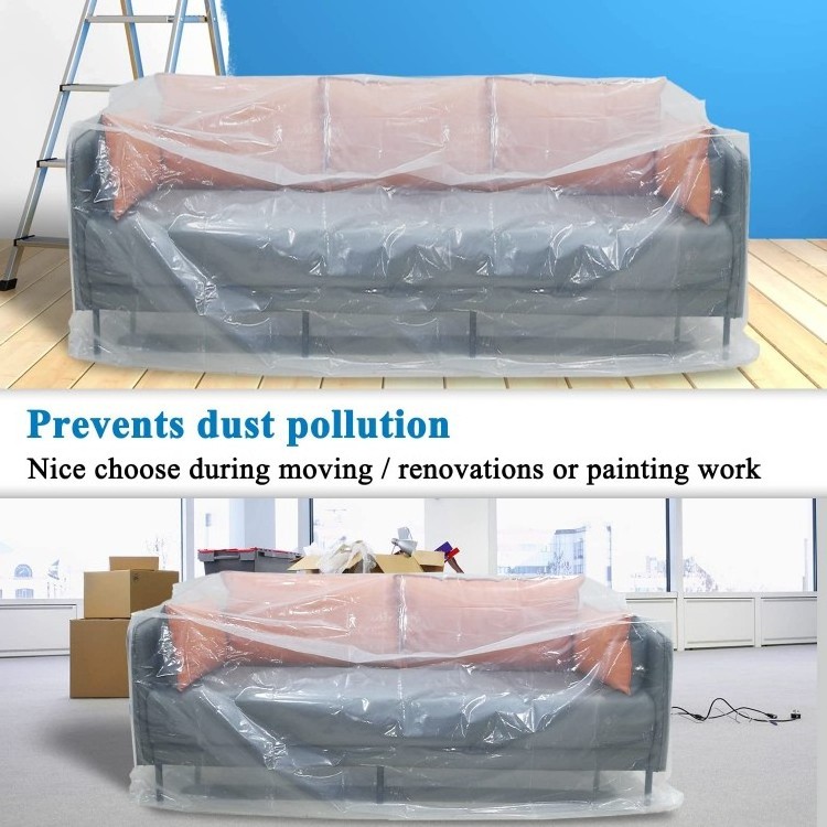 Plastic Waterproof Sofa Cover Clear See Through Universal Garden Furniture Protector Sectional Sofa Cover