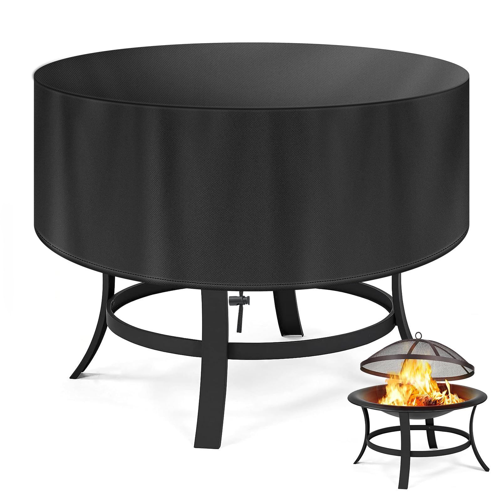 22 34 Inch Dustproof Anti Uv Waterproof Outdoor Fire Pit Cover Full Coverage Patio Round Fire Pits Cover