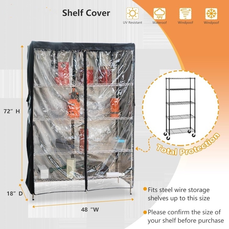 Shelf Cover Waterproof Dustproof Storage Shelving Unit Cover Fits Shelf Display Rack Protector Cover