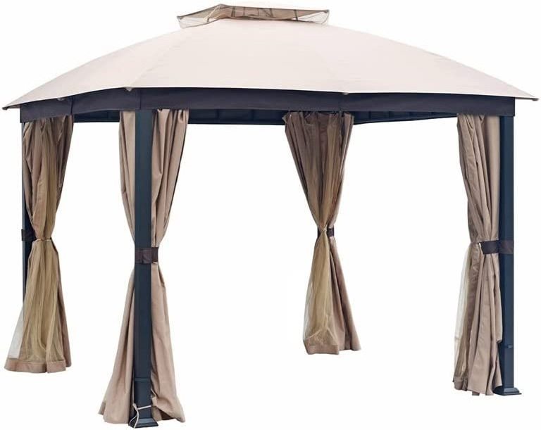 10x10 Khaki Oxford is waterproof and durable, suitable for outdoor courtyard garden, arbor canopy replacement top