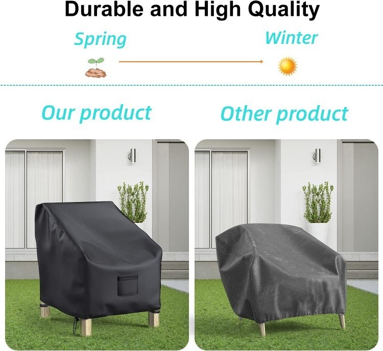 Wholesale Heavy Duty Outdoor Garden Furniture 600D Black Chair Cover Waterproof Patio Large Chair Covers Patio Furniture Covers