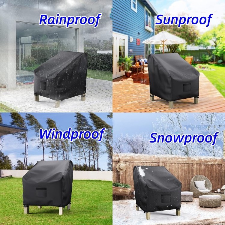 Wholesale Heavy Duty Outdoor Garden Furniture 600D Black Chair Cover Waterproof Patio Large Chair Covers Patio Furniture Covers