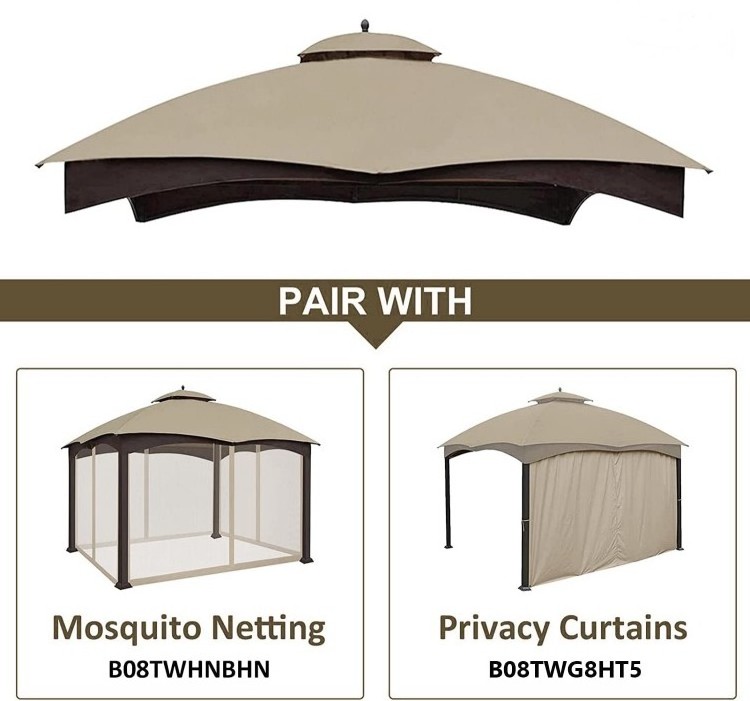 Patio Outdoor Gazebo Garden Tent Replacement Canopy Roof  Folding Backyard Double Top 2*2m Gazebo Tent