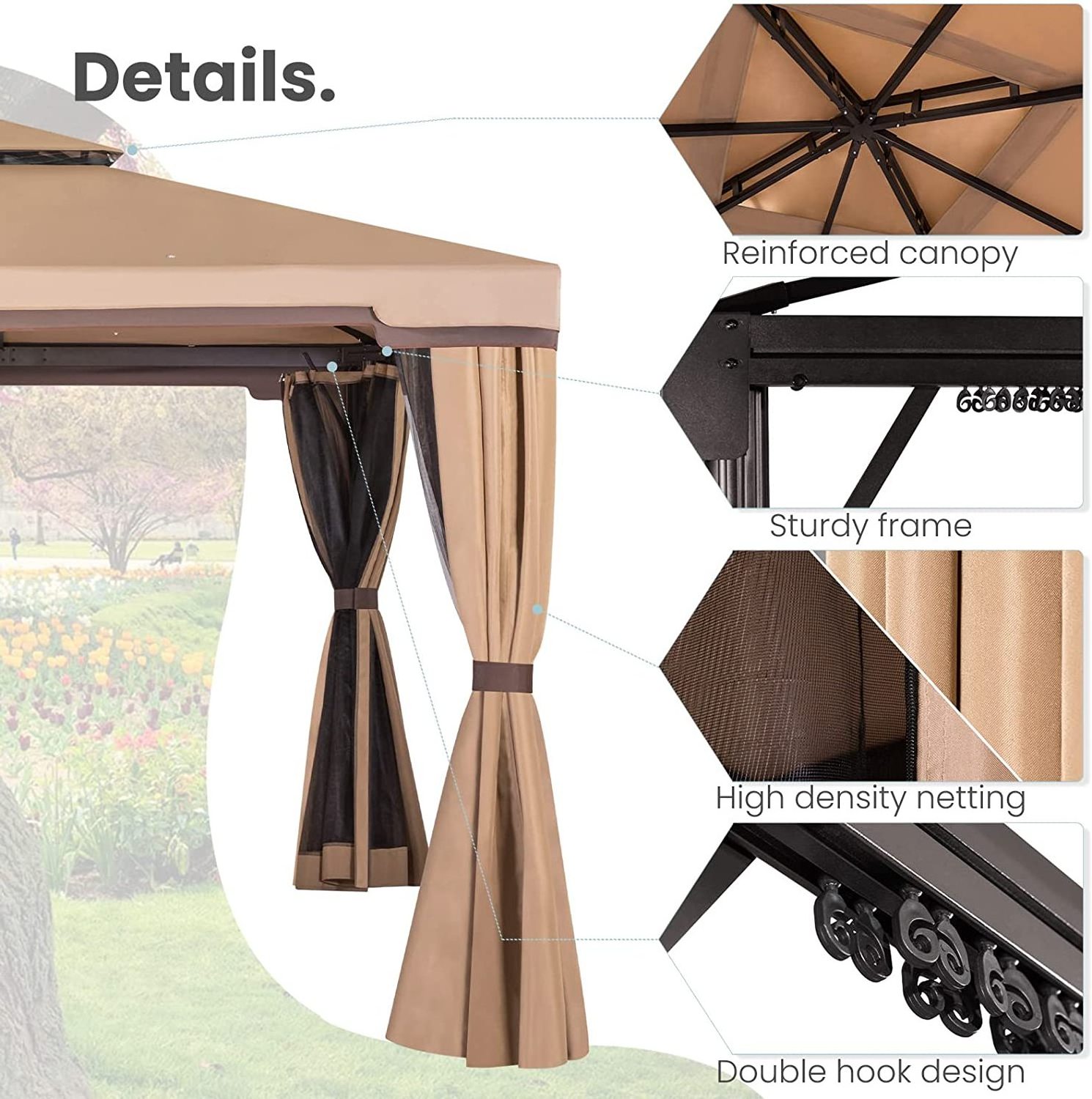 brown 10 x10 Oxford waterproof and durable, suitable for outdoor courtyard garden, awnings gazebo canopy top