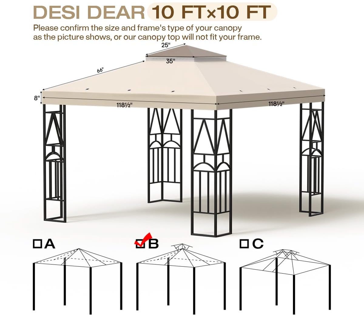 10x10 FT outdoor BBQ roof gazebo replacement canopy top cover gazebos