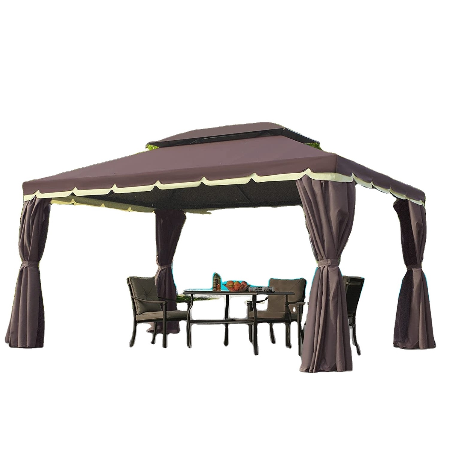 brown  Garden courtyard pavilion replacement canopy top, waterproof outdoor terraces replace ceiling