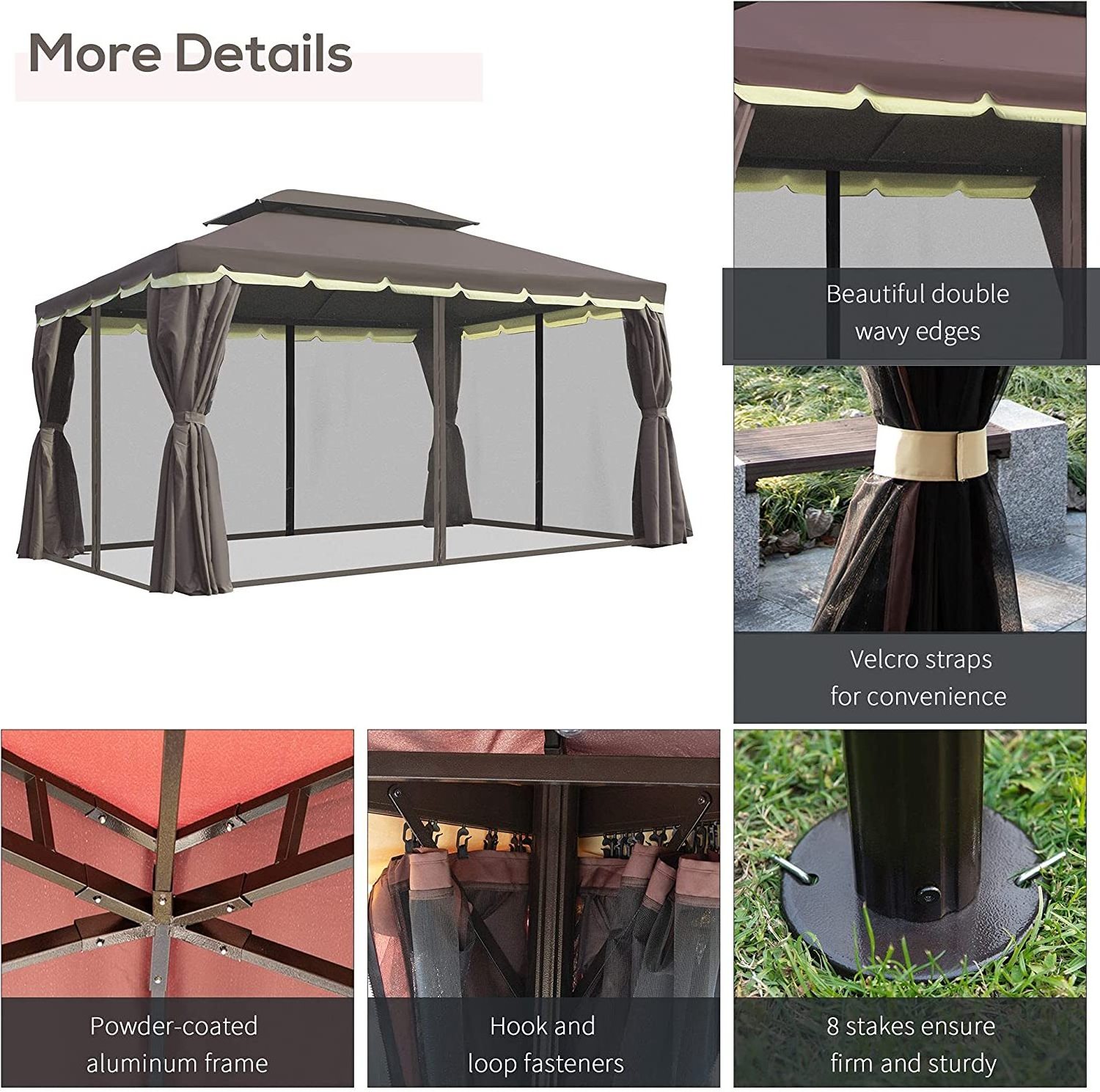 brown  Garden courtyard pavilion replacement canopy top, waterproof outdoor terraces replace ceiling