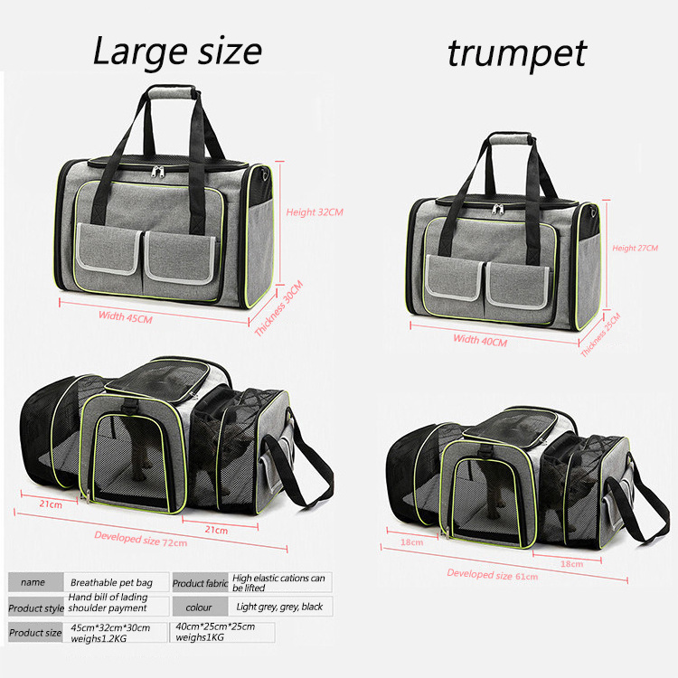 Pet Travel Bag Sided Puppy Carriers Travel Pet Carriers Foldable Expandable dog Cat Pet Carrier for Small Dogs