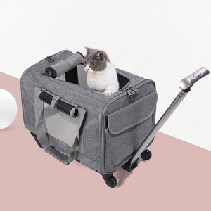 OEM Wholesale Detachable Large Size Airline Approved Portable Cat Travel Trolley Pet Dog Carrier on Wheels Cat bag