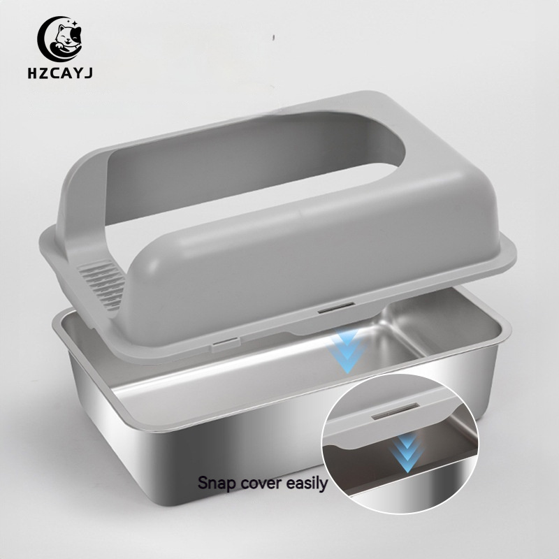 Large Capacity Semi-closed Sand Box Pet Toilet Anti Splash Cat Tray Cleaning Bath Basin Supplies stainless steel cat litter box