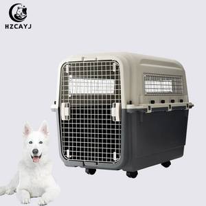 Fast Delivery Airline Approved Portable Plastic Large Air Travel Kennel On Wheels Pet Dog Cat Carrier Crate bag Cage For Sale