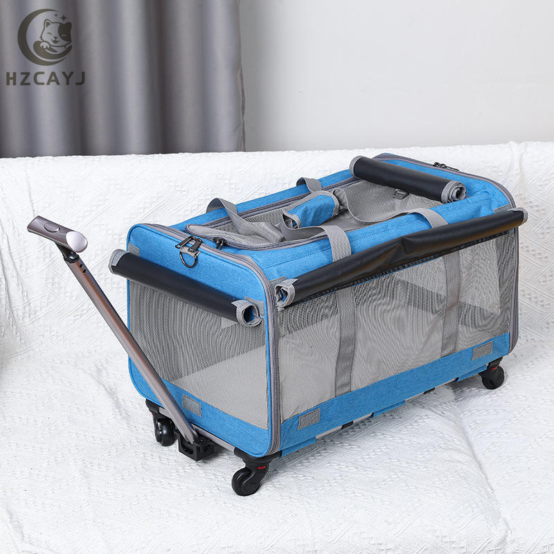 OEM Airline Approved Travel Tote Luggage Soft Sided Pink Cat Pet Carrier With Detachable Wheels Cat bag dog carrier bag travel