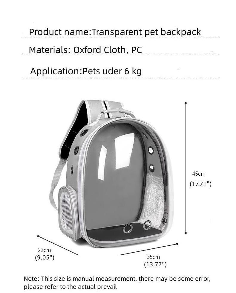 Space Capsule Transparent Cat bag Going out Breathable Double Shoulder pet bag Portable cat bag pet supplies