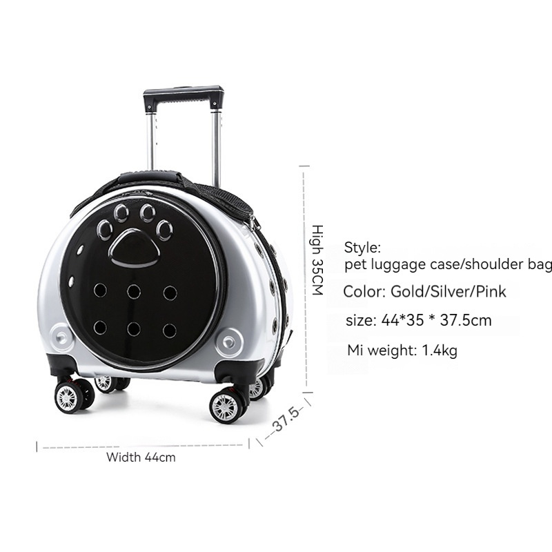 New pet trolley case portable dog bags multi-function space bags breathable dual-use pet backpack cat bag