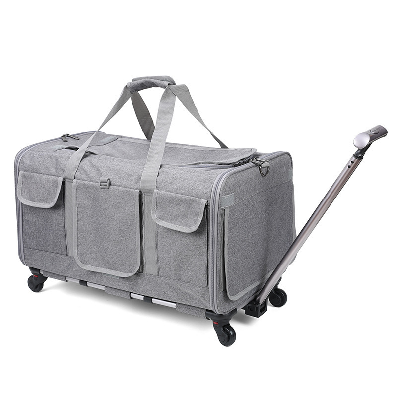 Custom cat Carrier bag Travel with Wheels Removable Rolling 4 Wheels with Telescopic Walking Handle Dog Stroller Cat Trolley Bag