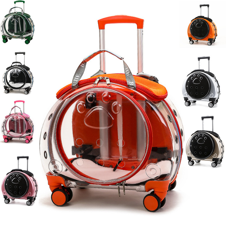 New pet trolley case portable dog bags multi-function space bags breathable dual-use pet backpack cat bag