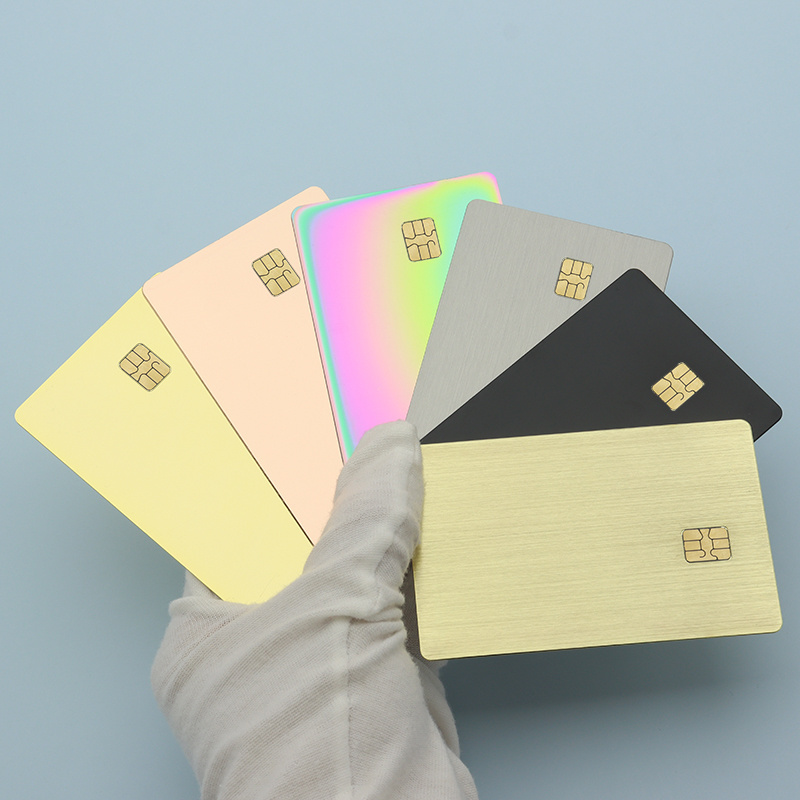 Customized 4442 & 4428 EMV Slot Chip Magnetic strip 24K Mirror Gold Visa Blank Metal Credit Card Laser Engraved Metal Cards