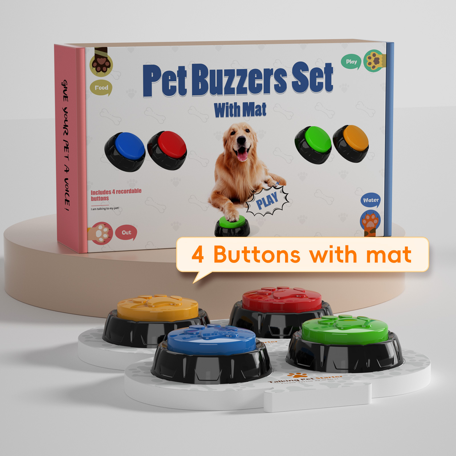 Customized Newest Recordable Answer Buzzers Talking button for Training Pet Dog