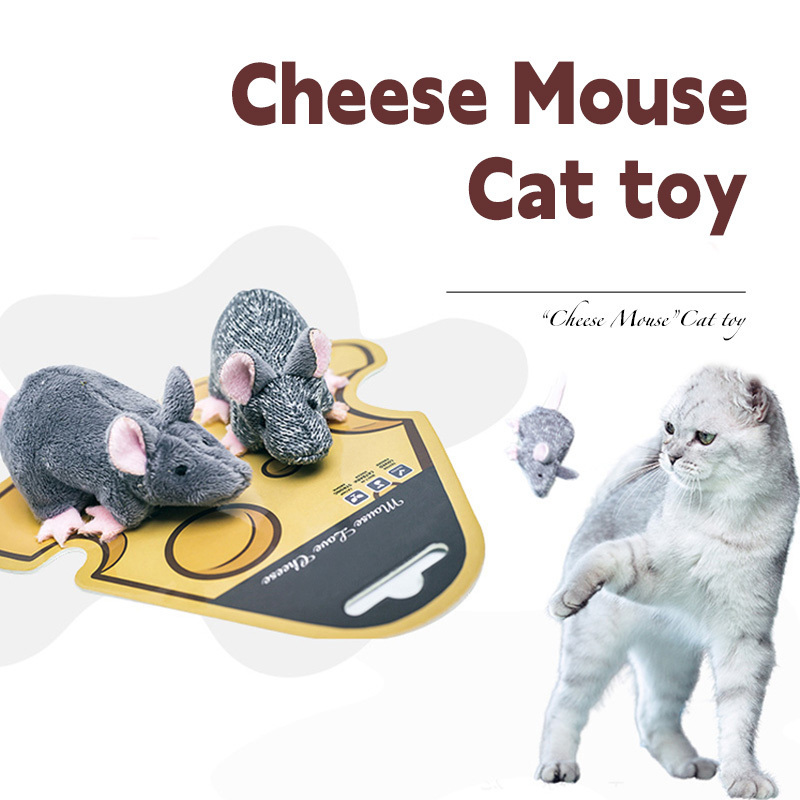 Multiple Fun Pet Interactive Toys Catnip Inside Cheese Mice Sound Automatic Plush Cat Toy