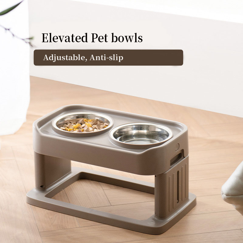 New Design Adjustable Elevated Dog Bowl Table Double Elevated Pet Cat Dog Bowl Stand