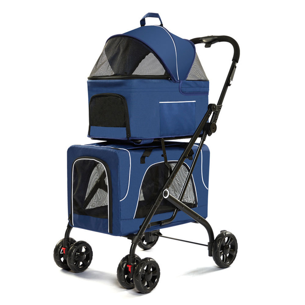 Pet Stroller Foldable Luxury Small Medium Cats Dogs Oxford Material Push Trolley Carrier Travel Carriage Pet Stroller