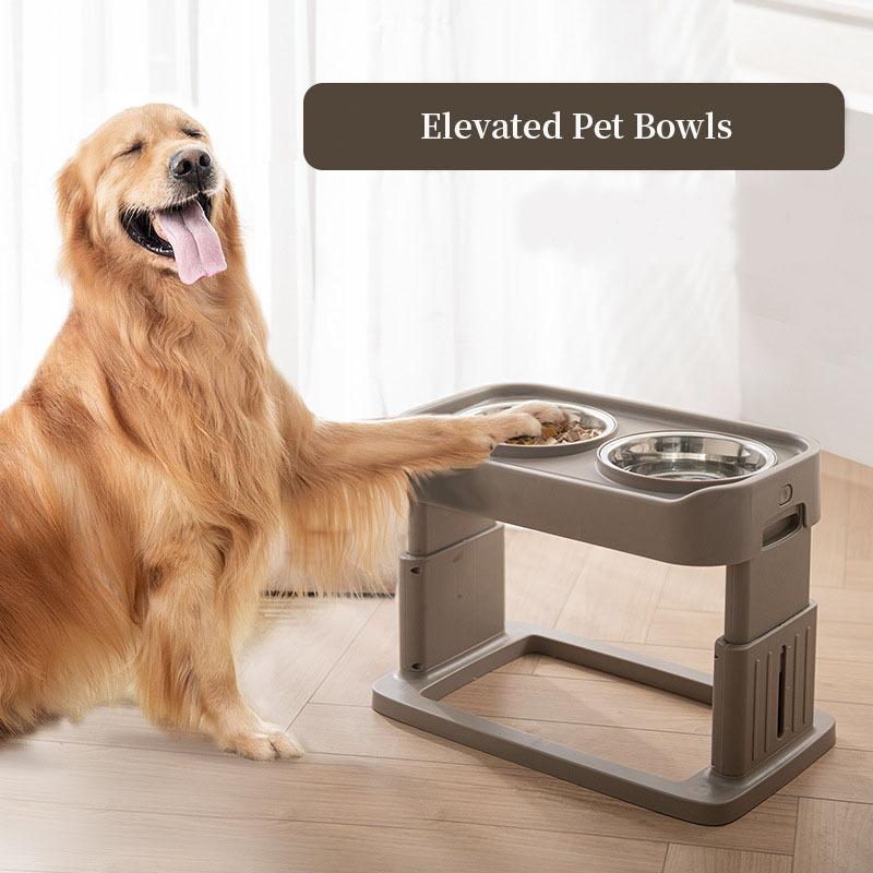 New Design Adjustable Elevated Dog Bowl Table Double Elevated Pet Cat Dog Bowl Stand