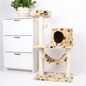 Indoor Cat Tree Cat Tower Multi Level Cat Scratching Post with Condos, Hammock & Plush Perches for Kittens Pet Toys Sustainable