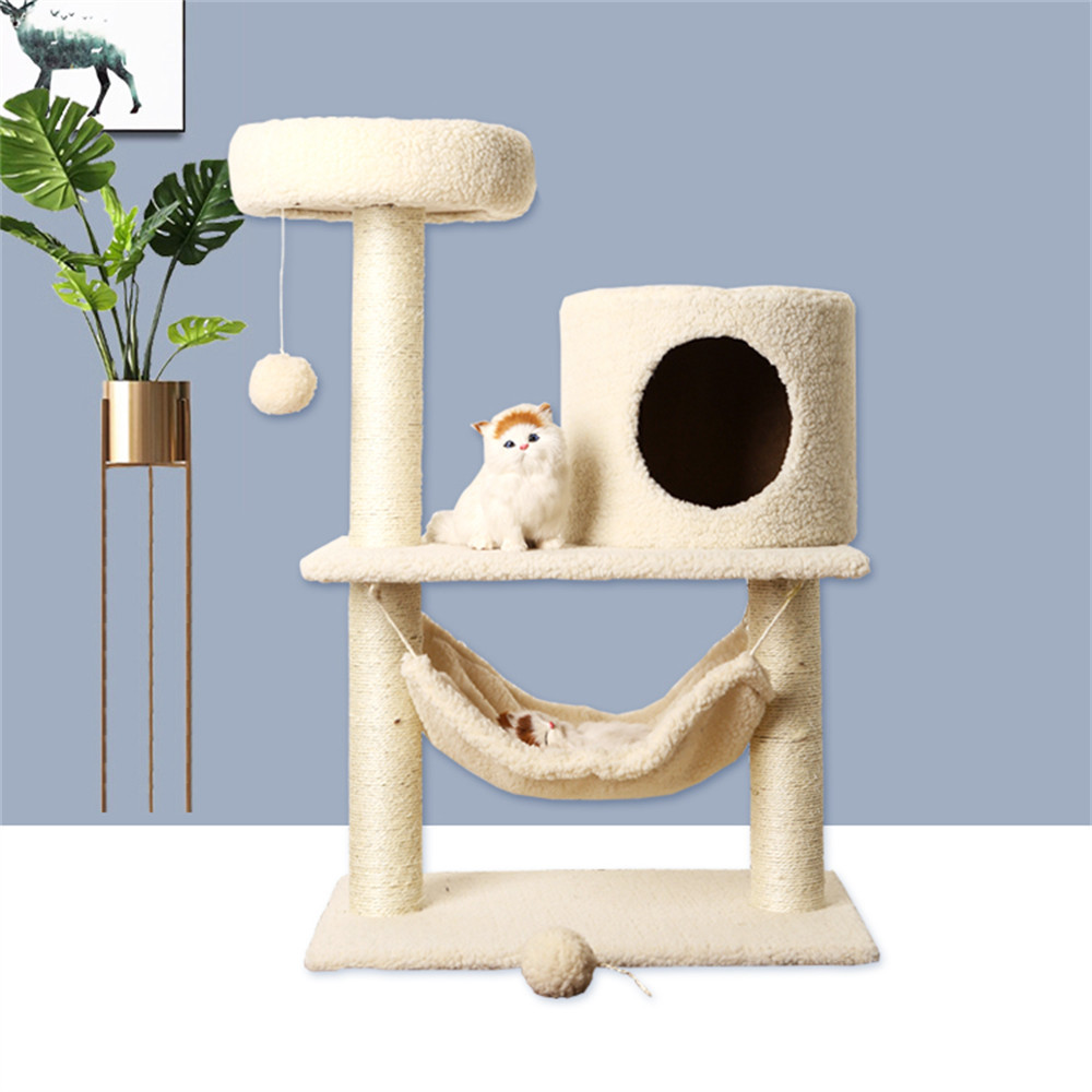 Indoor Cat Tree Cat Tower Multi Level Cat Scratching Post with Condos, Hammock & Plush Perches for Kittens Pet Toys Sustainable