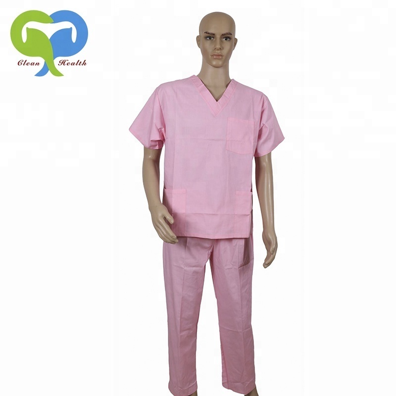 Polycotton V-neck scrub sets hospital medical nurse scrubs uniforms men women hospital apparel clothing patient hospital gown